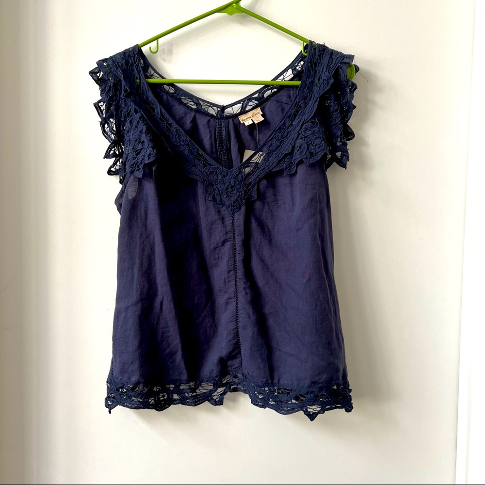Anthropologie Boho Navy Blue Top